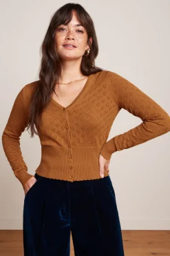 King Louie Vesten|Cardi V Heart Ajour BCI Maple Orange