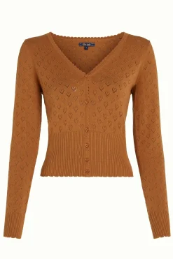 King Louie Vesten|Cardi V Heart Ajour BCI Maple Orange