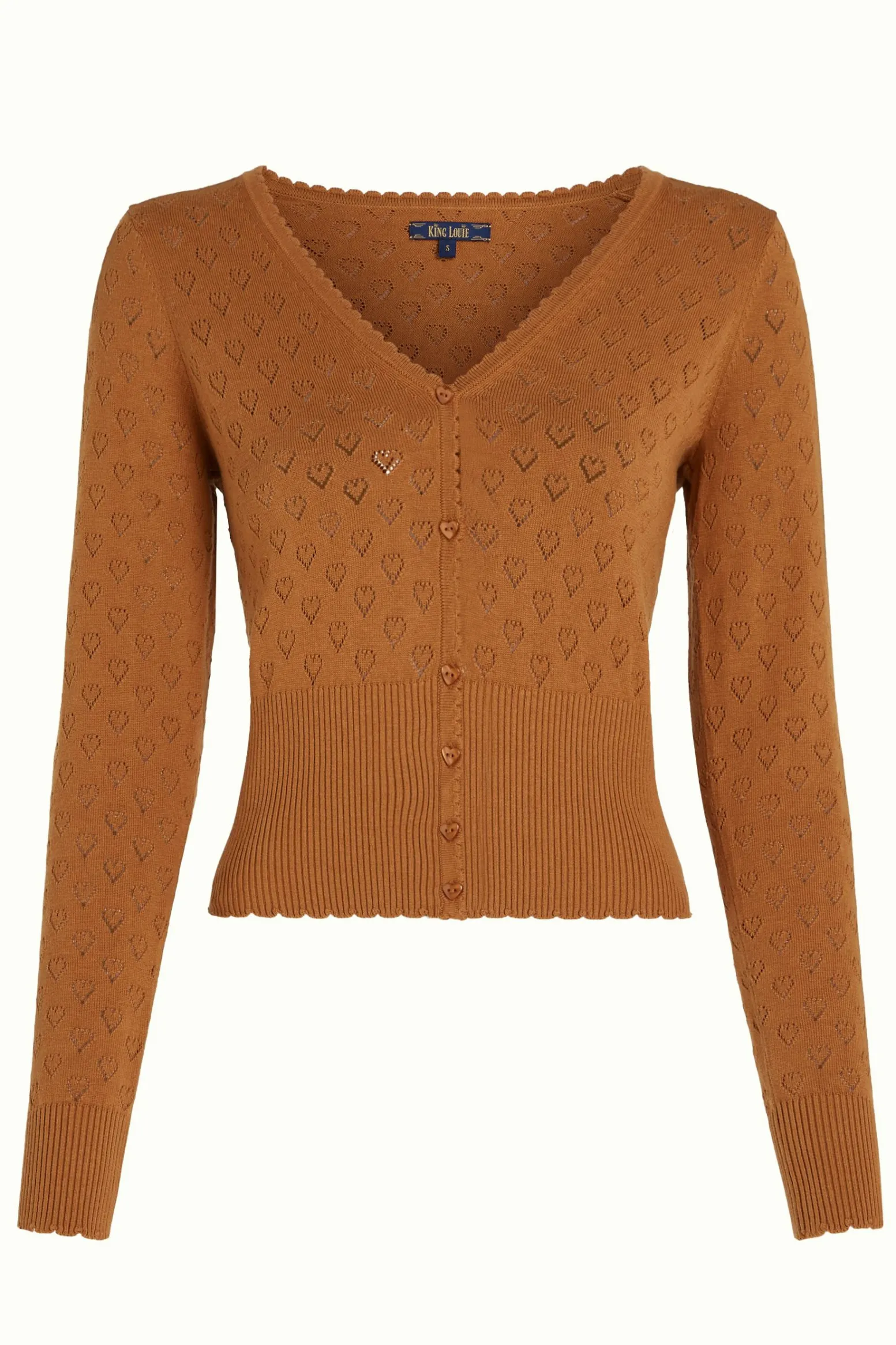King Louie Vesten|Cardi V Heart Ajour BCI Maple Orange