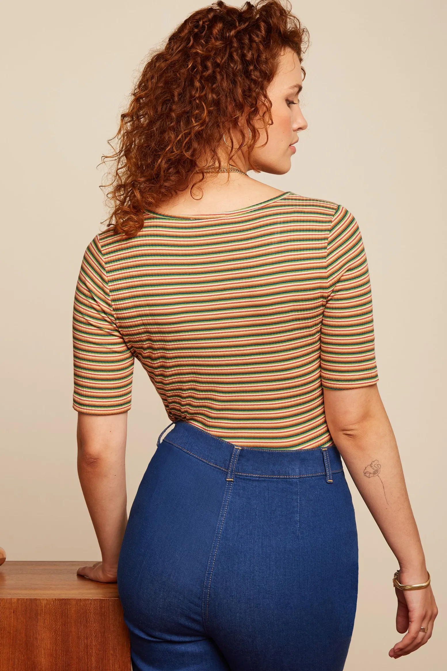 King Louie Tops & Shirts|Carice Top Boxy Stripe Ponderosa Green
