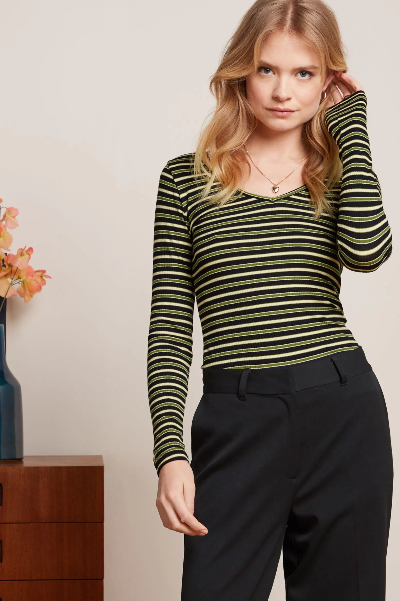 King Louie Tops & Shirts|Carice V Top Pimm Stripe Woodbine Green