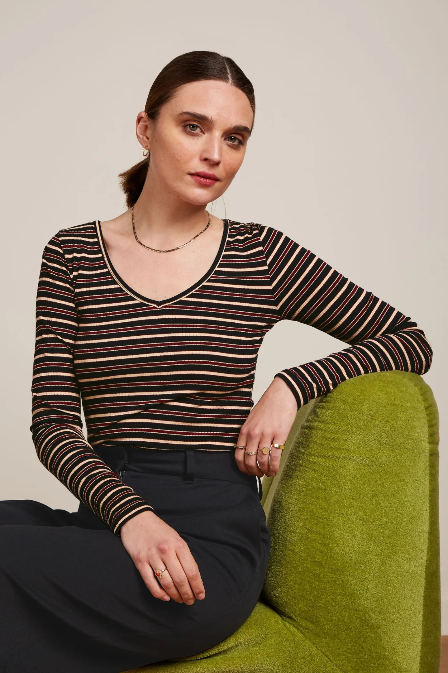 King Louie Tops & Shirts|Carice V Top Pimm Stripe Cabernet Red