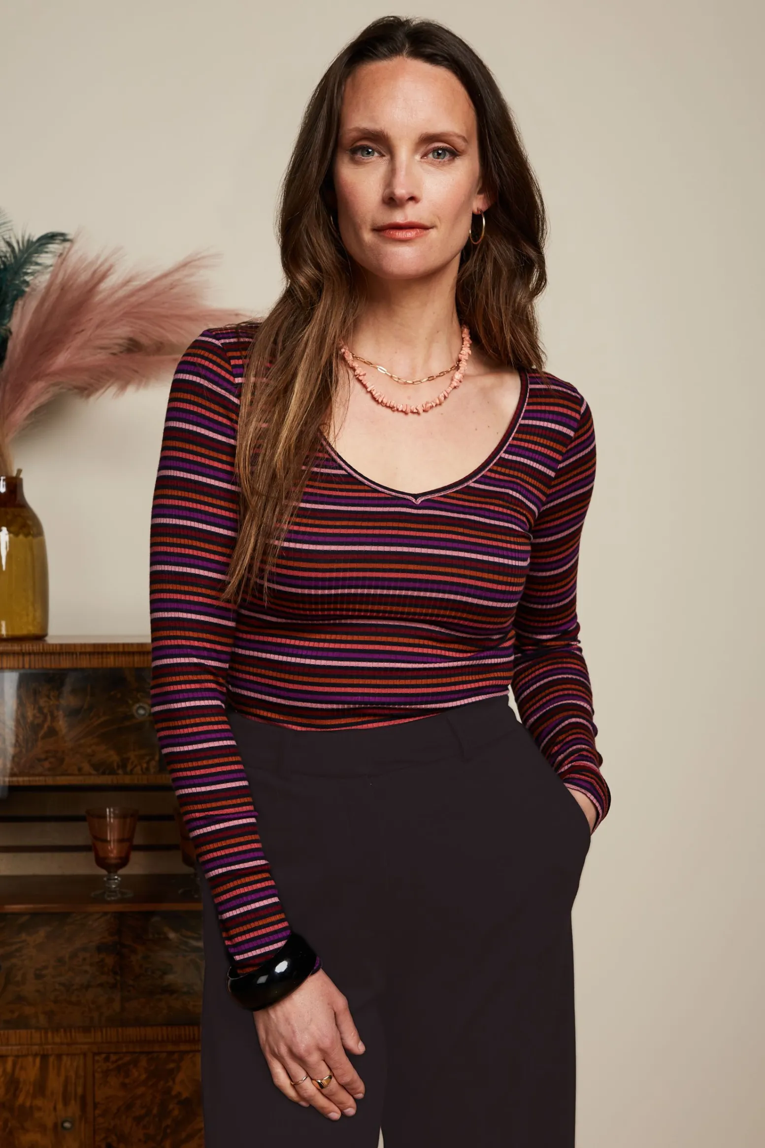 King Louie Tops & Shirts|Carice V Top Rolla Stripe Mesa Pink
