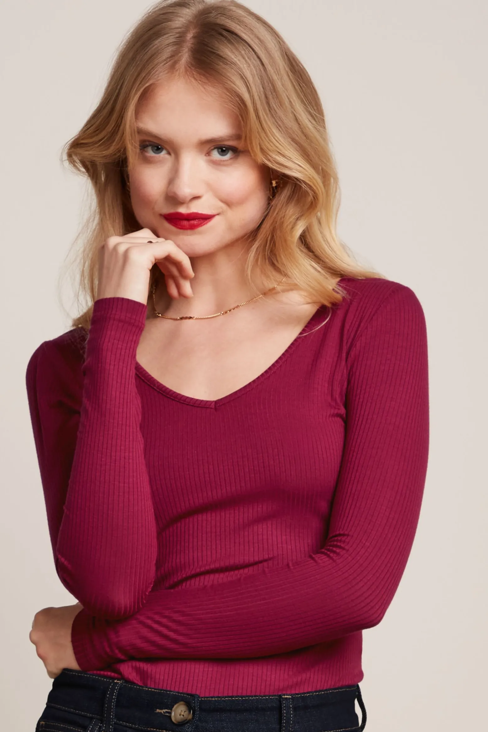 King Louie Tops & Shirts|Carice V Top Uni Rib Beaujolais Red