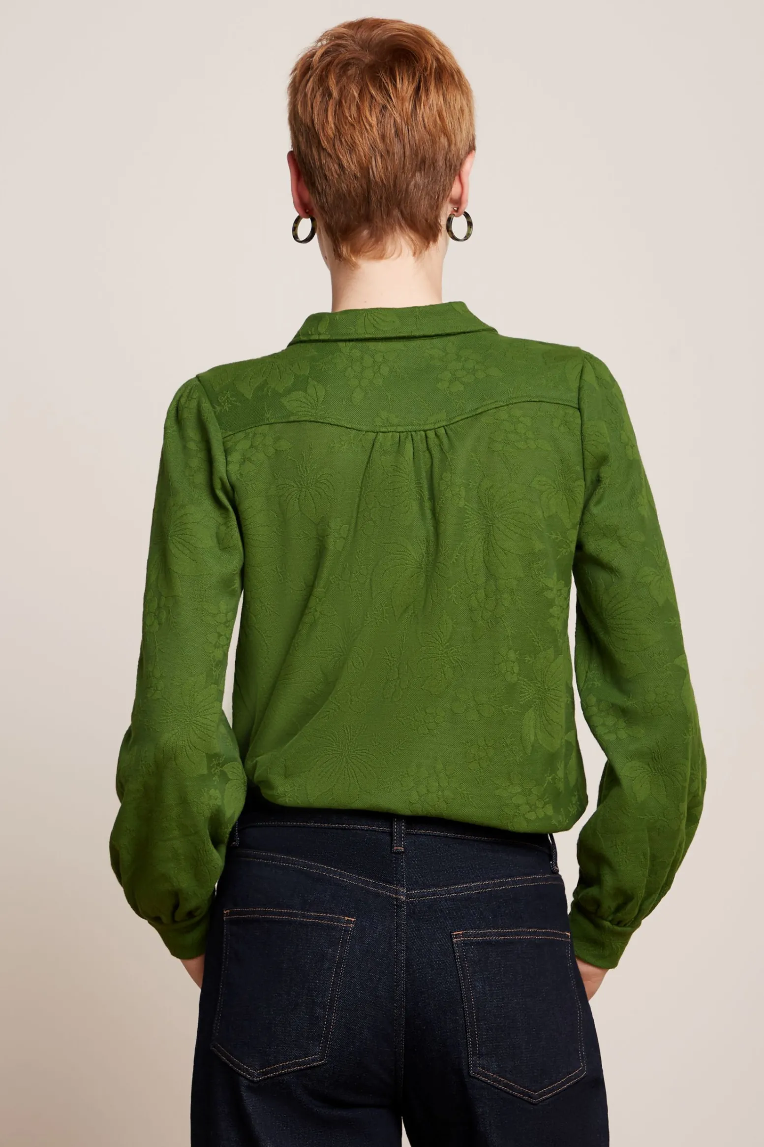 King Louie Blouses|Carina Blouse Buzz Jacquard Palm Green