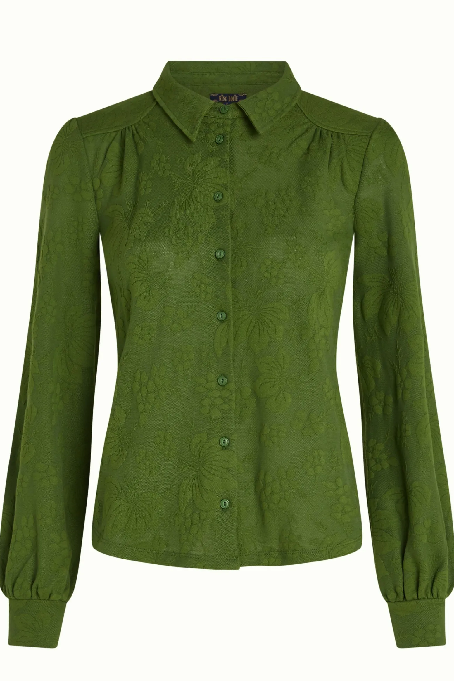 King Louie Blouses|Carina Blouse Buzz Jacquard Palm Green