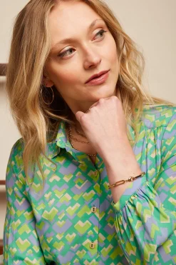 King Louie Blouses|Carina Blouse Cocktail Simply Green