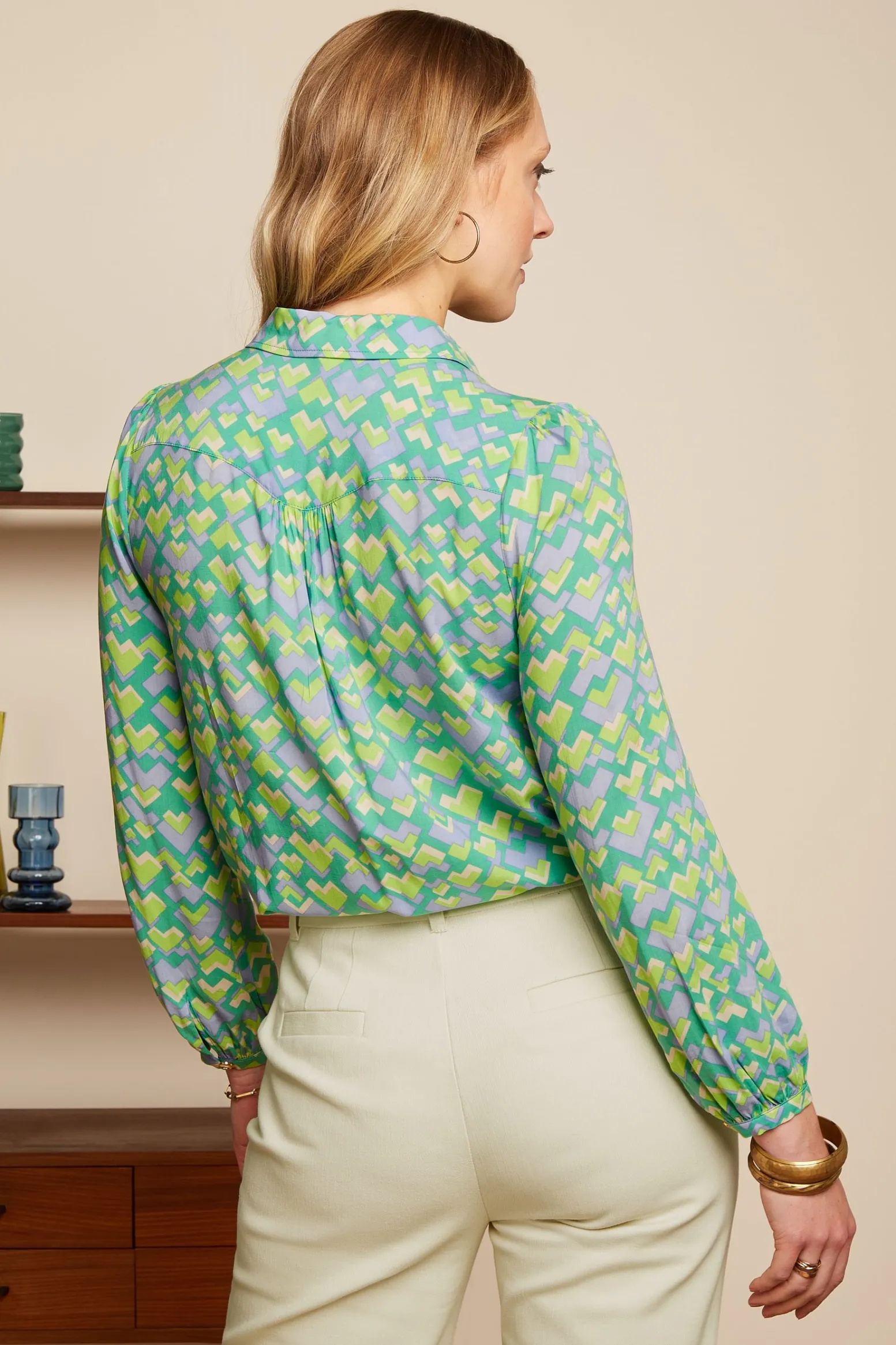 King Louie Blouses|Carina Blouse Cocktail Simply Green