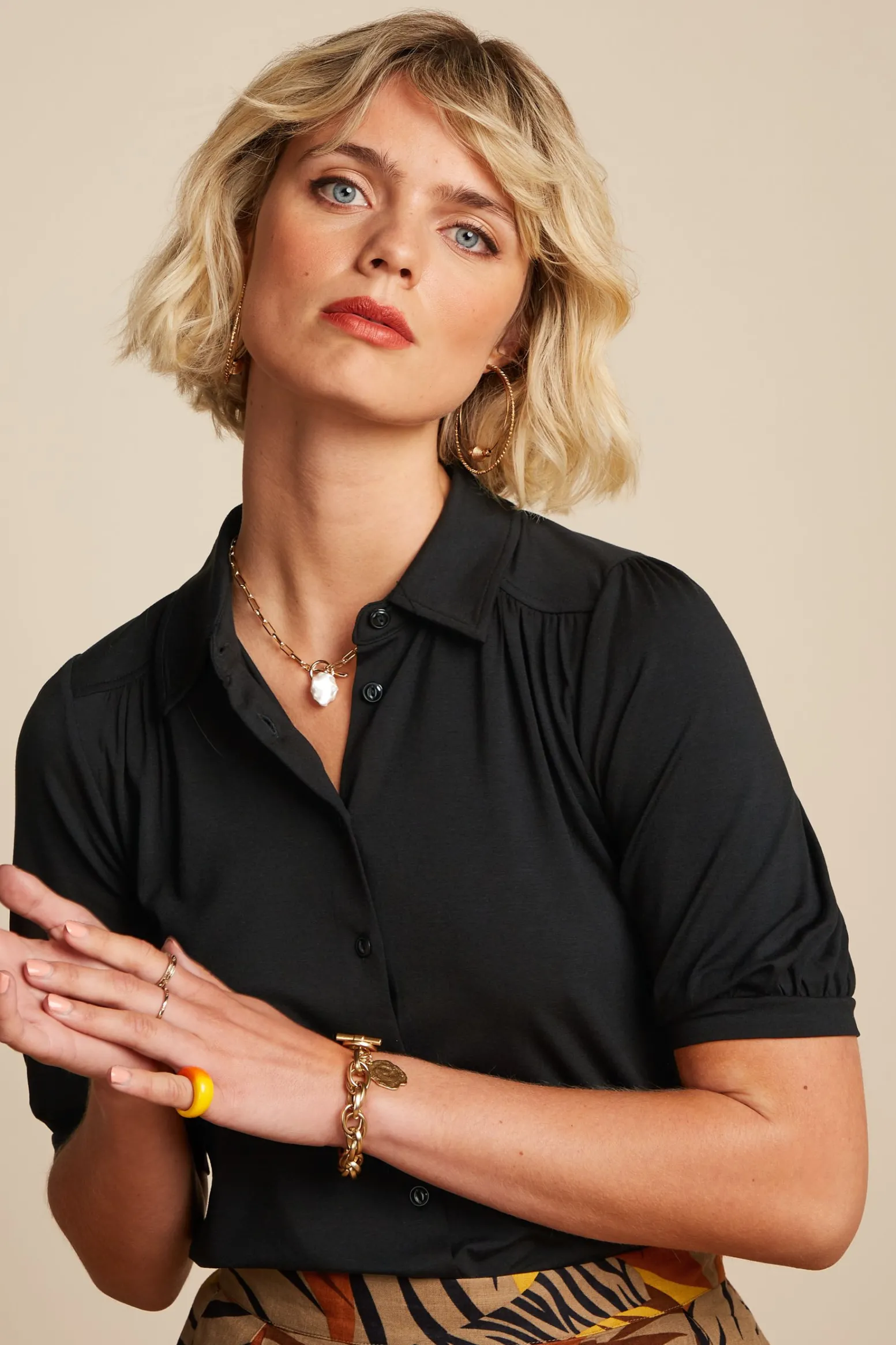 King Louie Blouses|Carina Blouse Ecovero Light Black