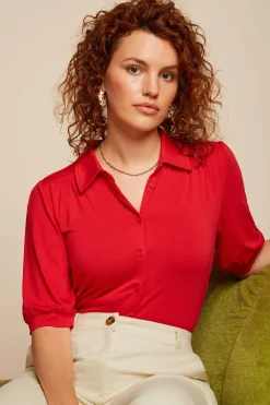King Louie Blouses|Carina Blouse Ecovero Light Fiery Red