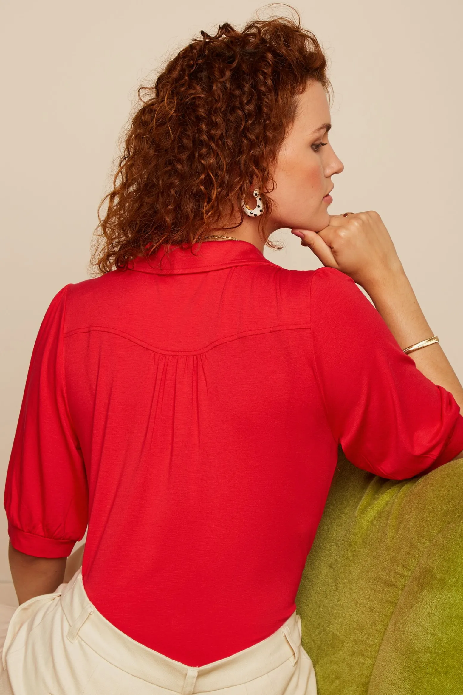 King Louie Blouses|Carina Blouse Ecovero Light Fiery Red