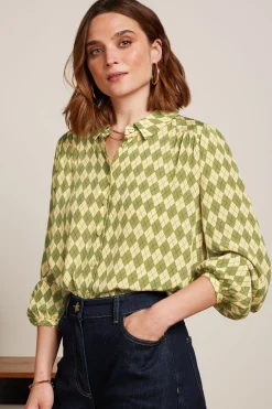 King Louie Blouses|Carina Blouse Farrow Guacemole