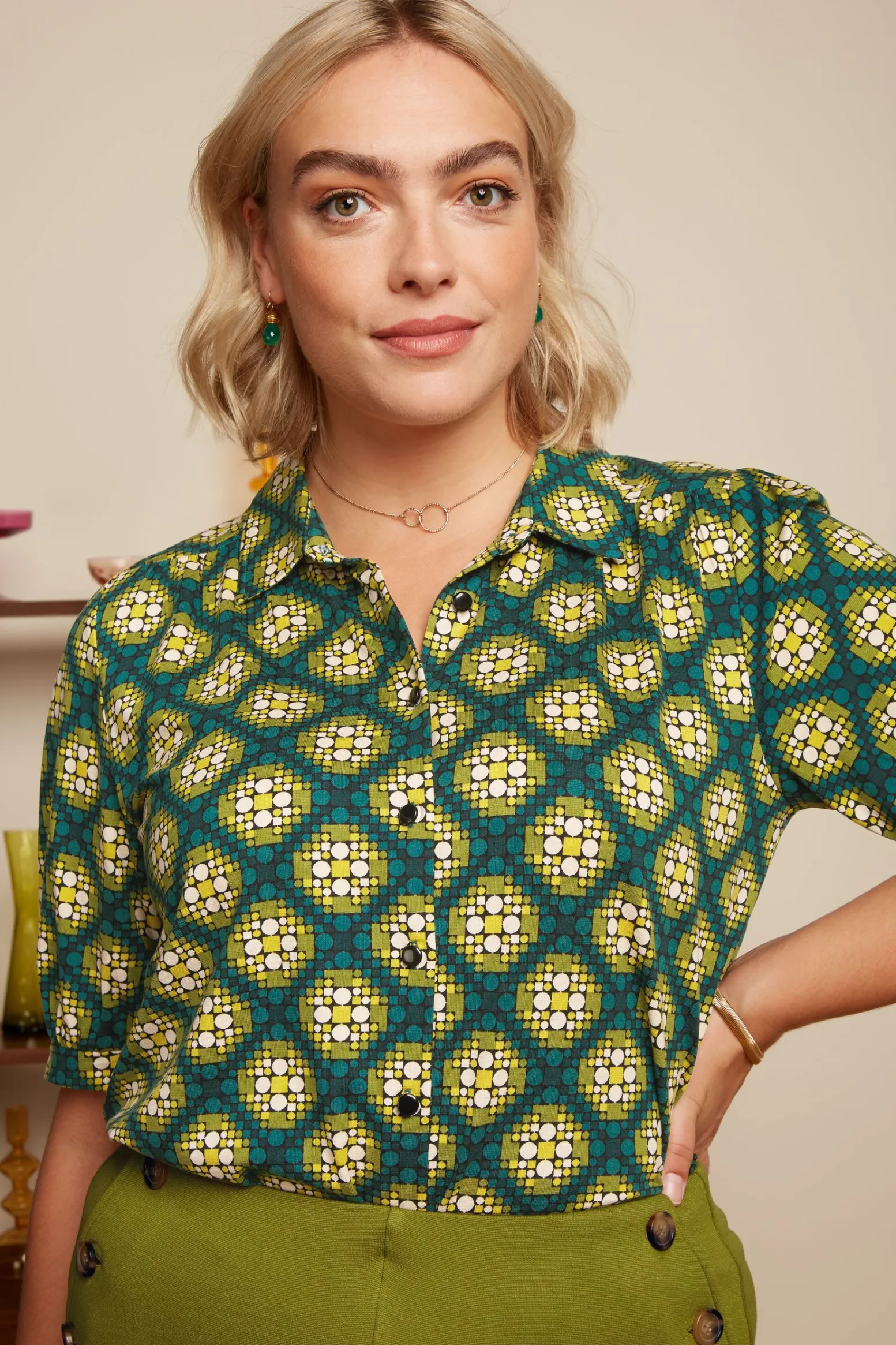 King Louie Blouses|Carina Blouse Kirby Para Green