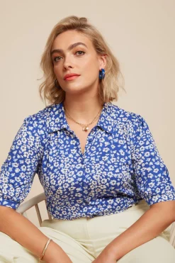 King Louie Blouses|Carina Blouse Mercy Deep Ultramarine
