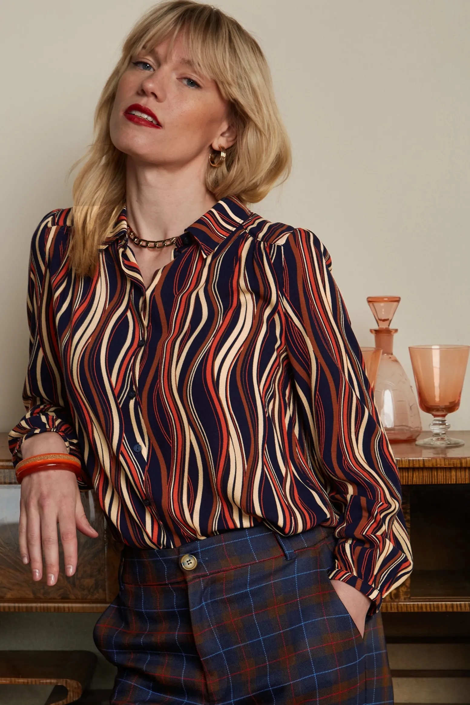 King Louie Blouses|Carina Blouse Merrill Blue