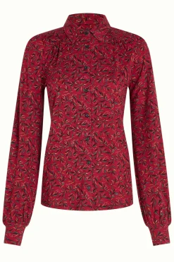 King Louie Blouses|Carina Blouse Vinti Cherry Red