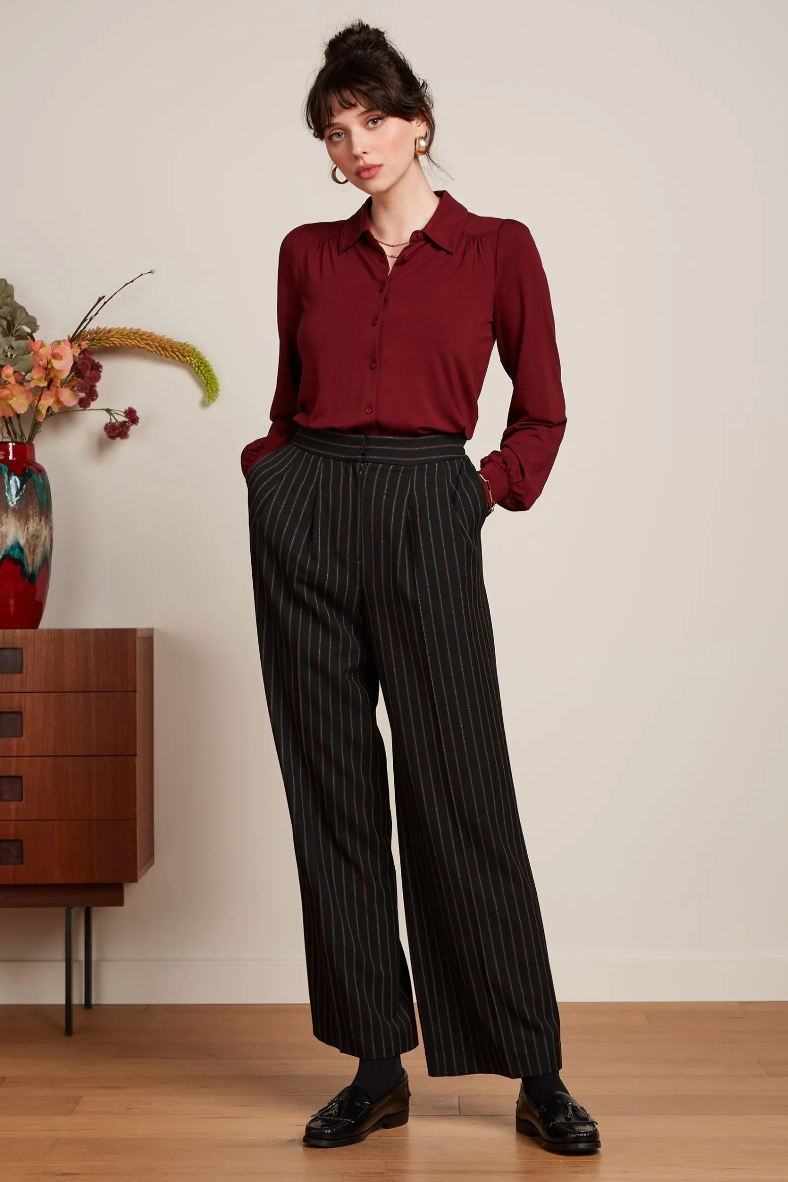 King Louie Blouses|Carina Blouse Viscose Light Cabernet Red