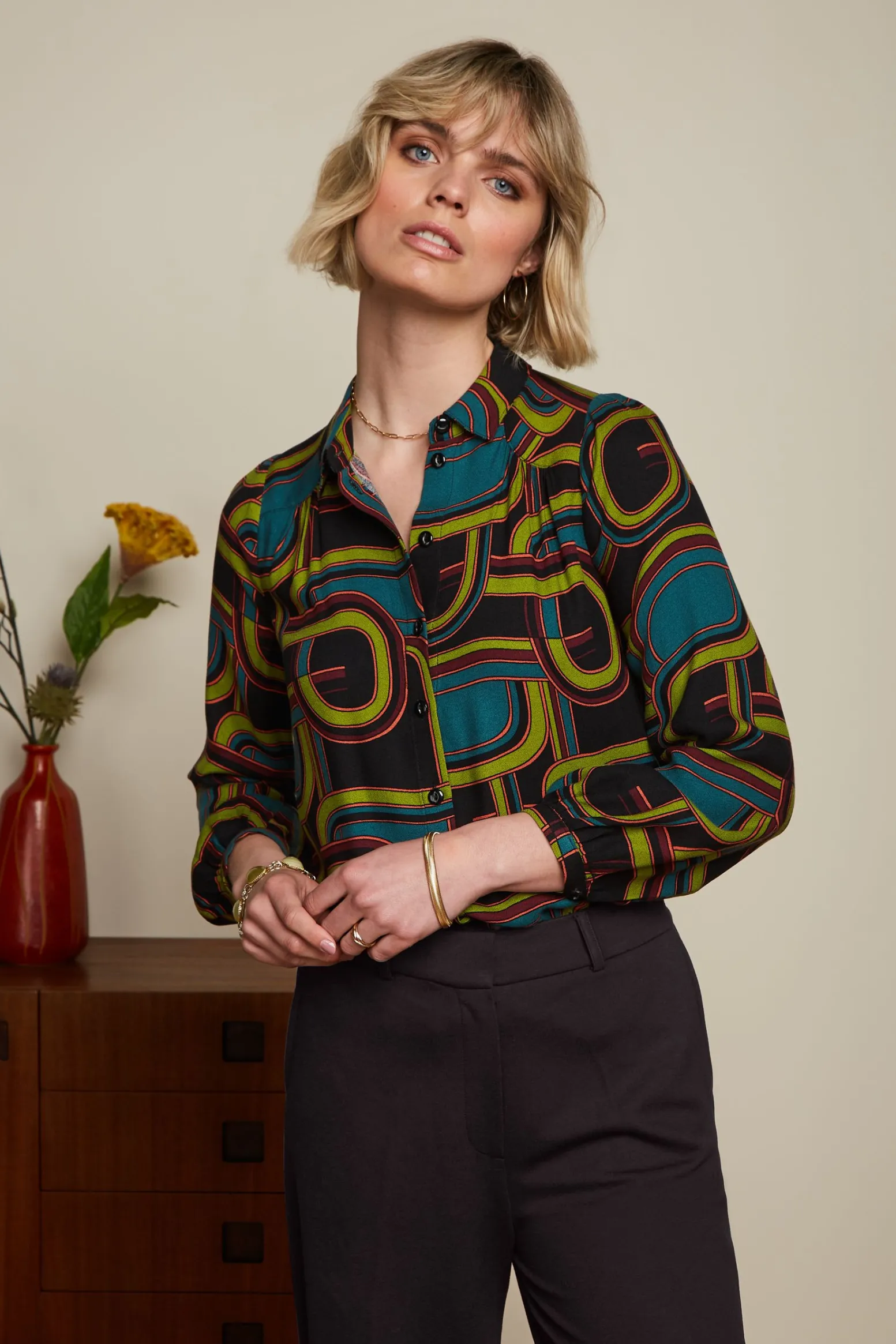 King Louie Blouses|Carina Blouse Zappa Black