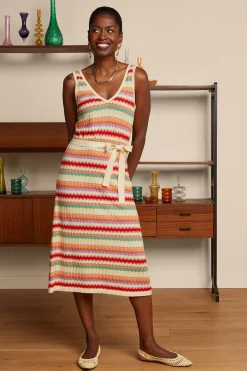 King Louie Jurken|Deep V Knit Dress Hadley Cream