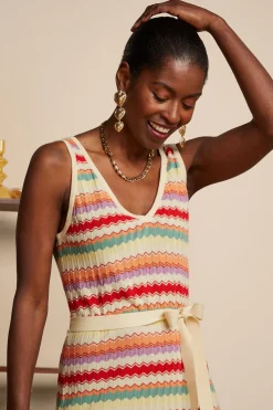 King Louie Jurken|Deep V Knit Dress Hadley Cream