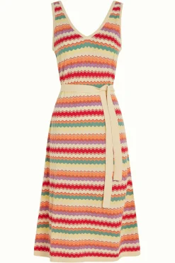 King Louie Jurken|Deep V Knit Dress Hadley Cream