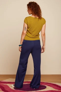 King Louie Tops & Shirts|Deep V Top Heart Ajour Curry Yellow