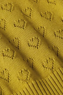 King Louie Tops & Shirts|Deep V Top Heart Ajour Curry Yellow