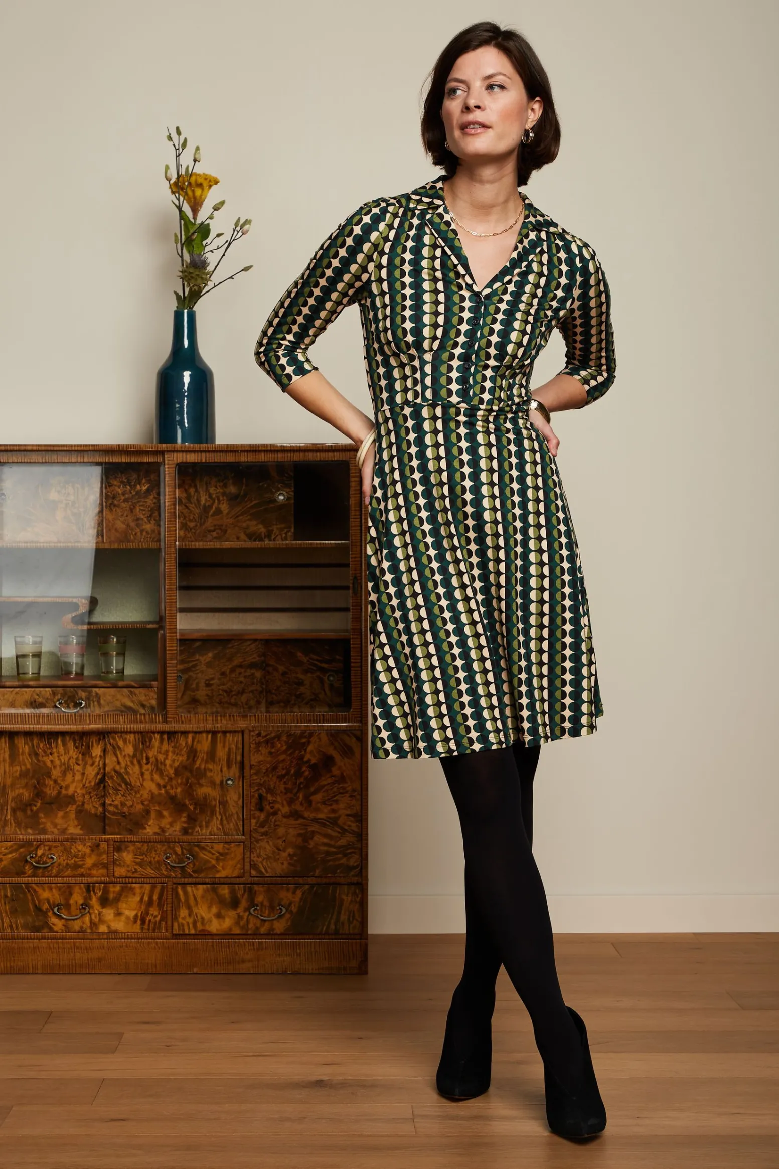 King Louie Jurken|Diner Dress Quincy Pine Green