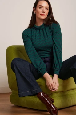 King Louie Tops & Shirts|Dita Top Bell Sleeve Duffy Jacquard Evening Blue