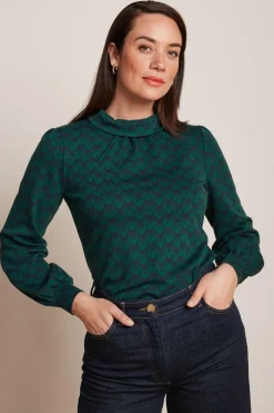King Louie Tops & Shirts|Dita Top Bell Sleeve Duffy Jacquard Evening Blue