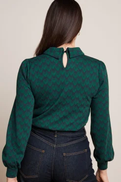 King Louie Tops & Shirts|Dita Top Bell Sleeve Duffy Jacquard Evening Blue