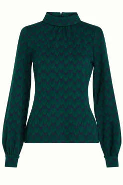 King Louie Tops & Shirts|Dita Top Bell Sleeve Duffy Jacquard Evening Blue