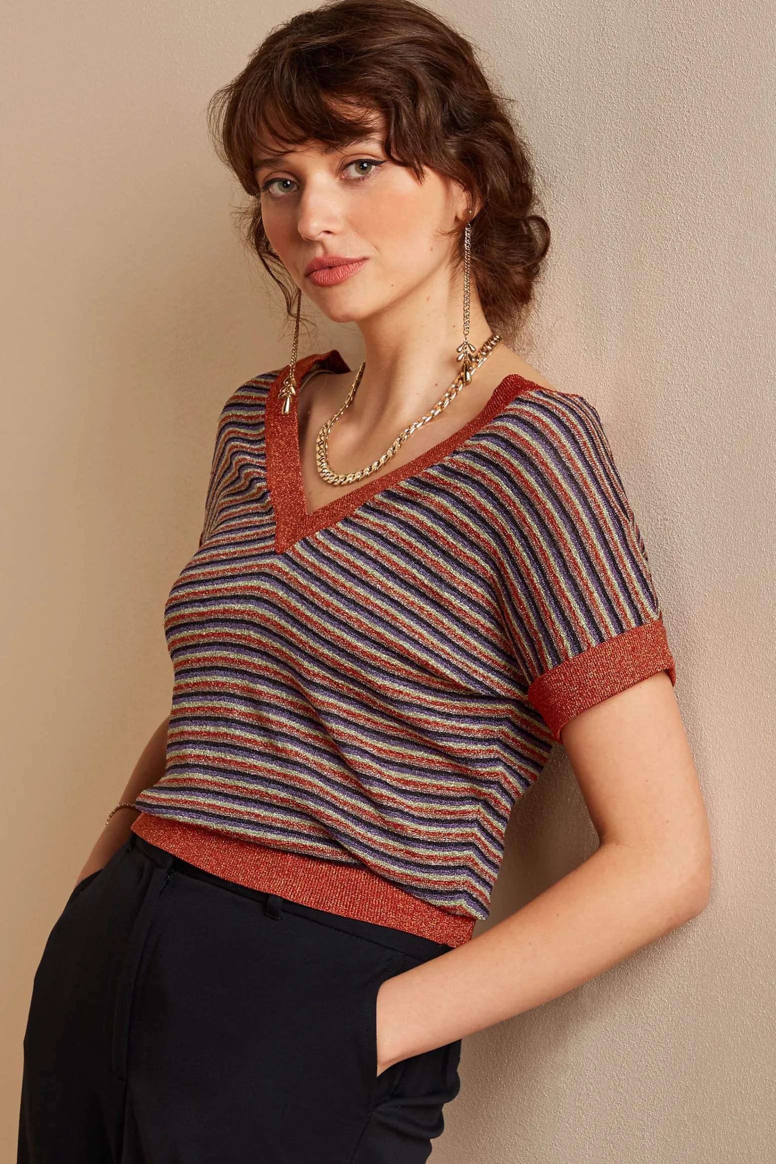 King Louie Tops & Shirts|Double V Top Stardust Caramel