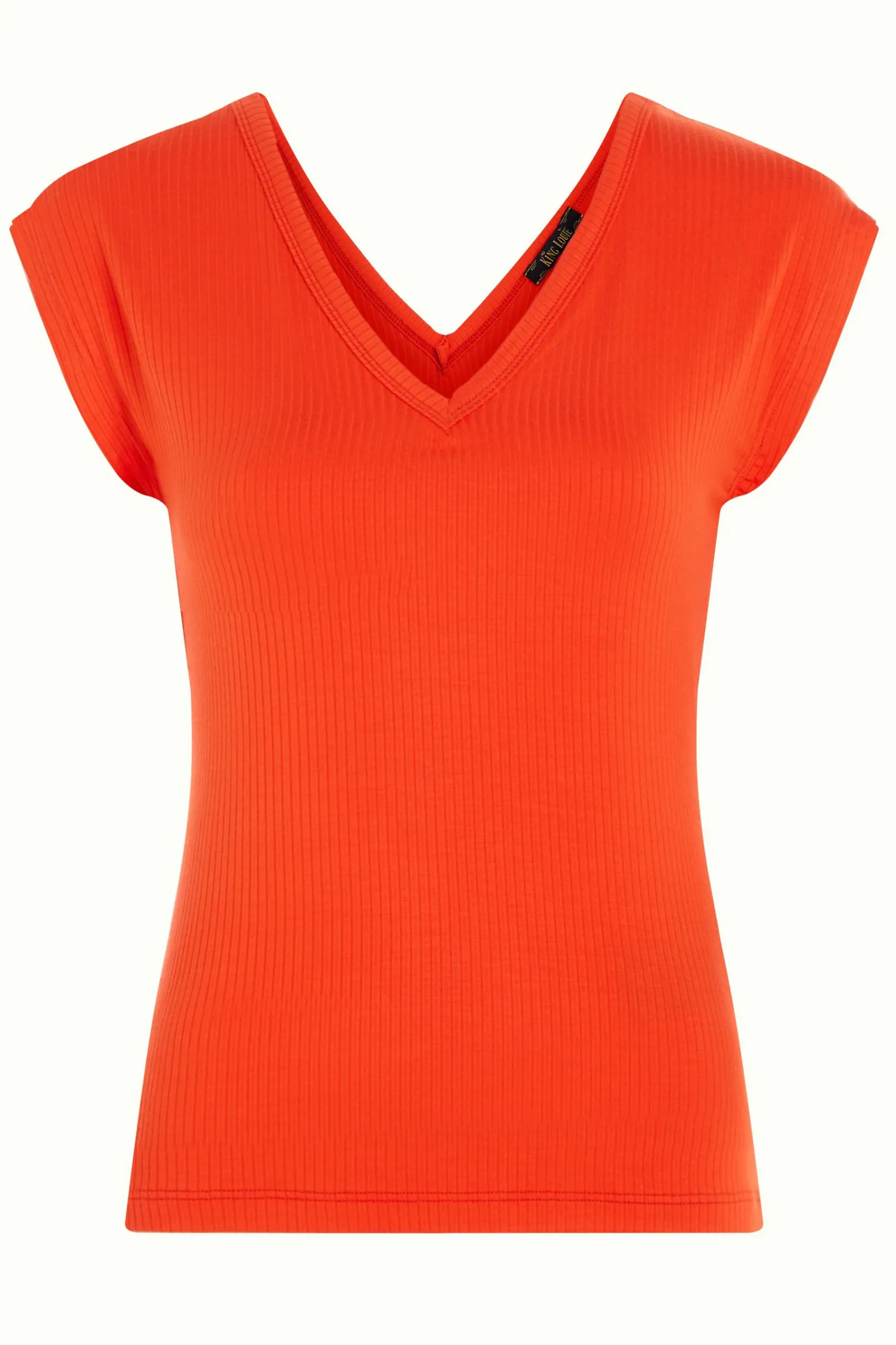 King Louie Tops & Shirts|Double V Top Uni Rib Sun Orange