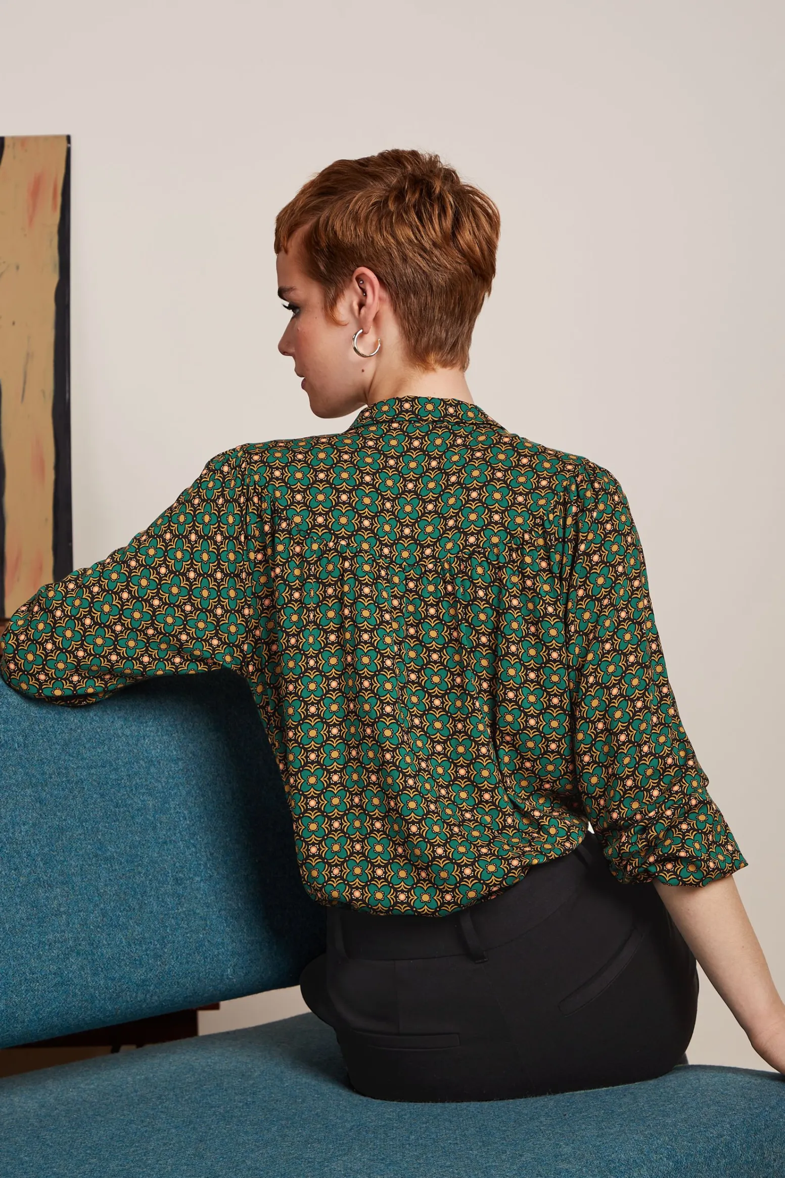 King Louie Blouses|Edith Blouse Valley Peacock Green