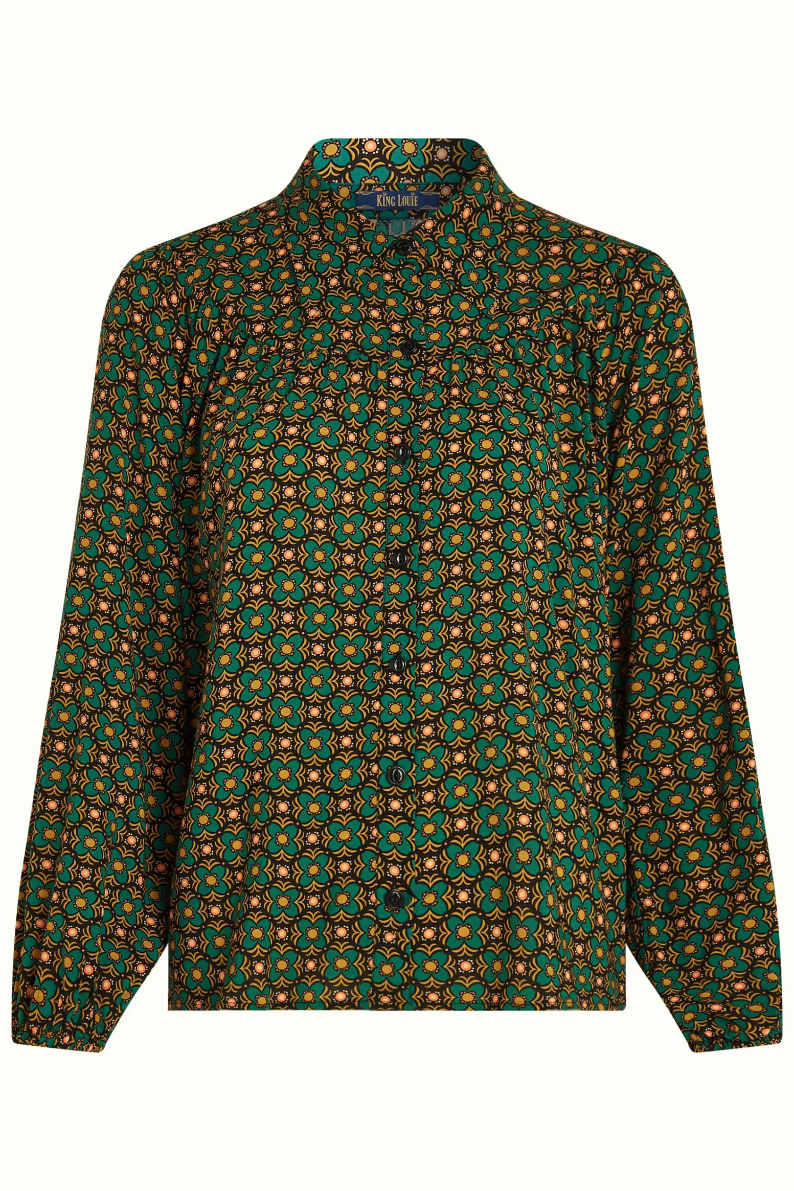 King Louie Blouses|Edith Blouse Valley Peacock Green