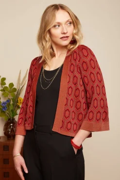 King Louie Vesten|Emily Cardi Crown Tweed Orange