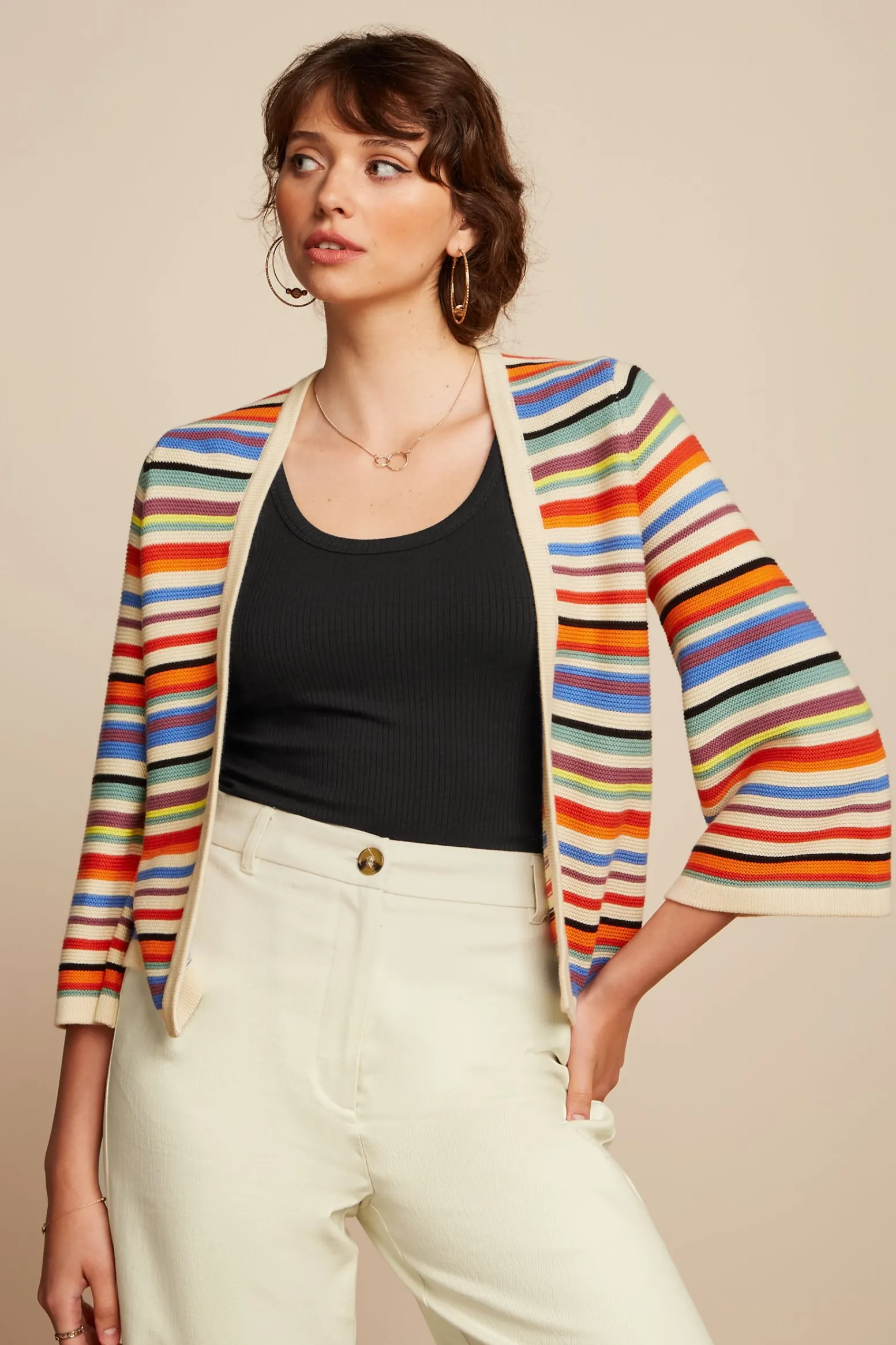 King Louie Vesten|Emily Cardi Syd Stripe Cream