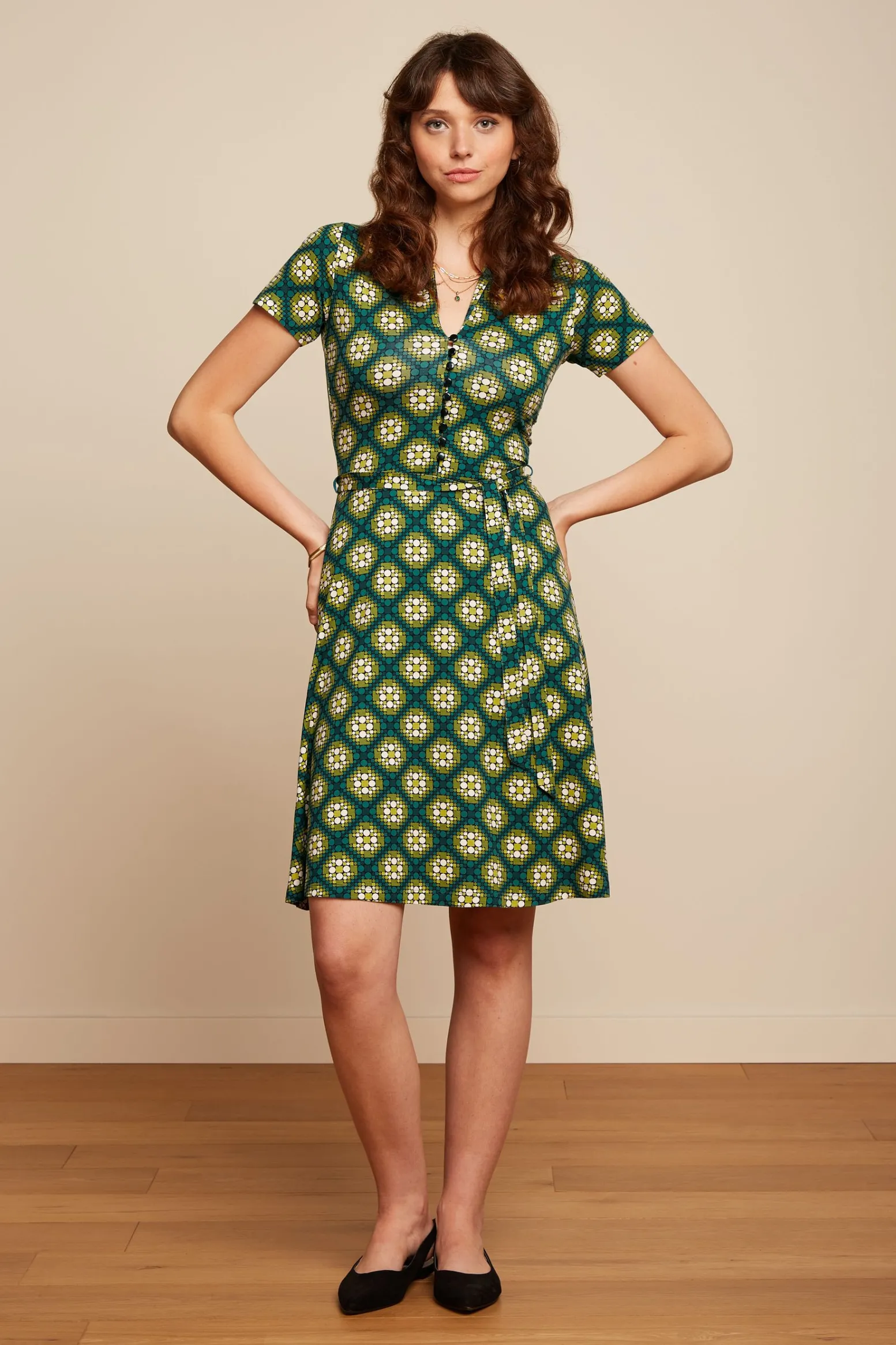 King Louie Jurken|Emmy Dress Kirby Para Green