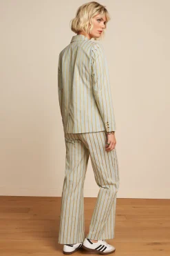 King Louie Broeken|Ethel Pants Ash Stripe Foam Green