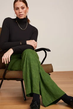 King Louie Broeken|Federica Pants Buzz Jacquard Palm Green