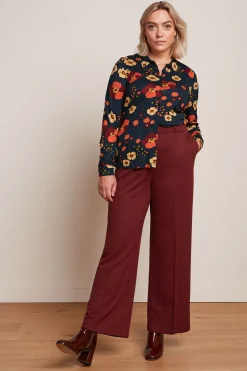 King Louie Broeken|Federica Pants Milano Uni Beet Red