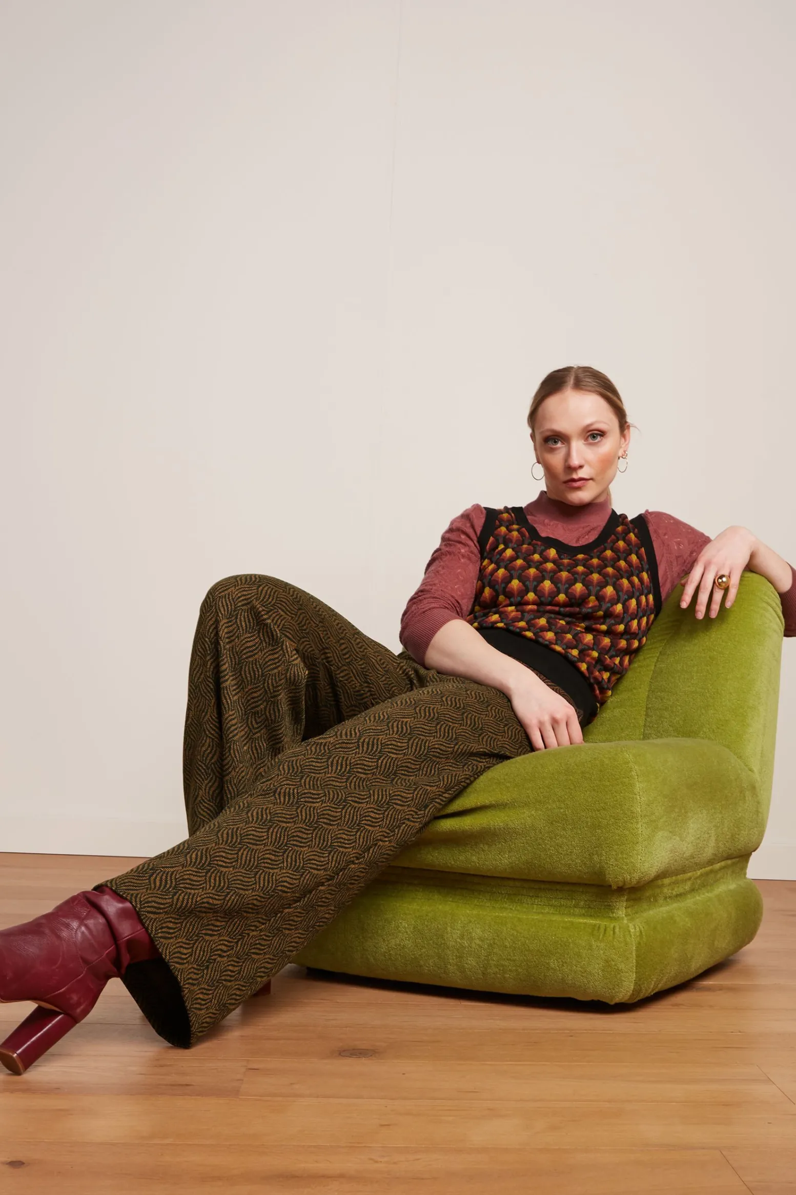 King Louie Broeken|Federica Pants Ruby Jacquard Black