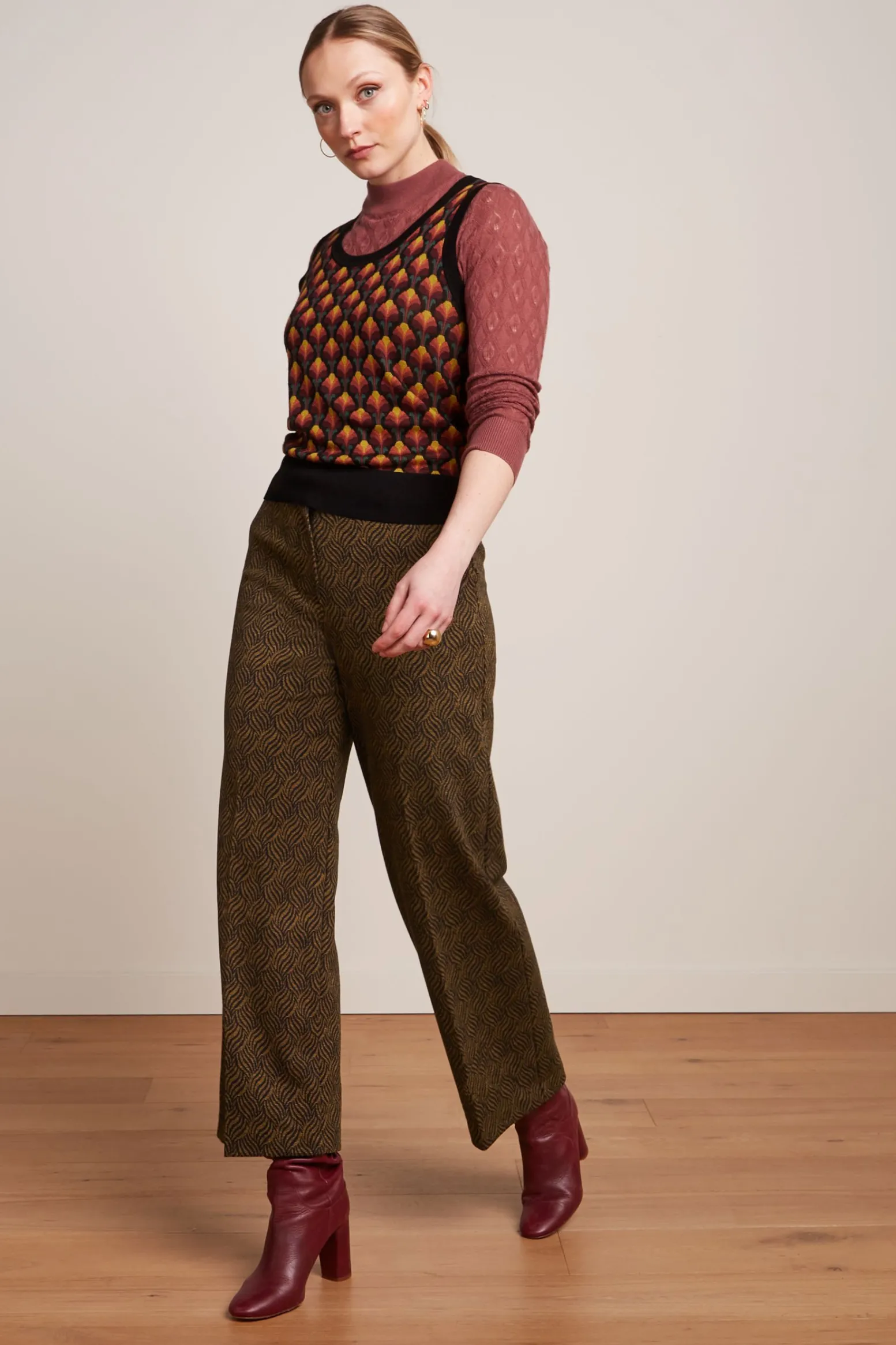King Louie Broeken|Federica Pants Ruby Jacquard Black