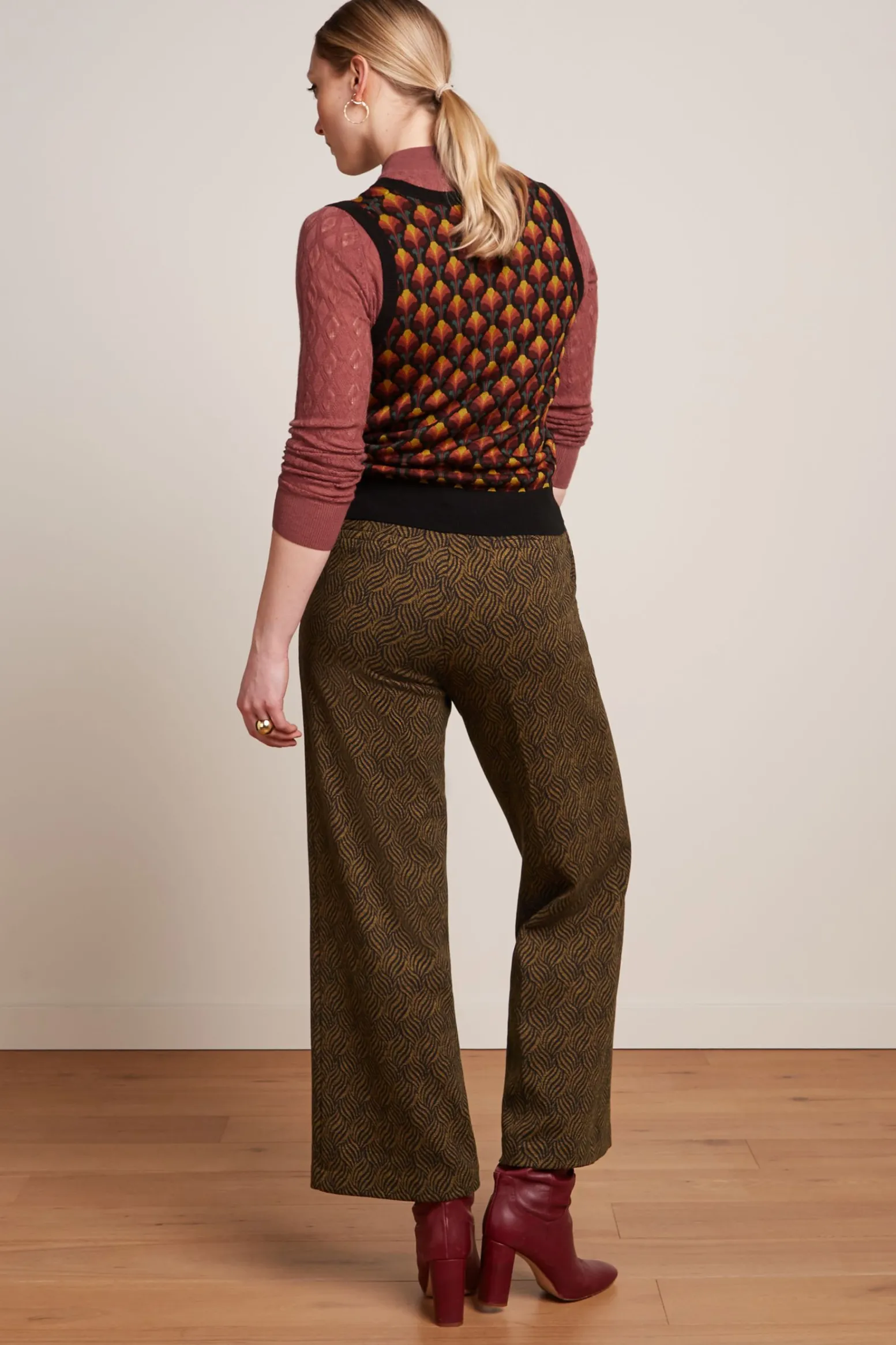 King Louie Broeken|Federica Pants Ruby Jacquard Black