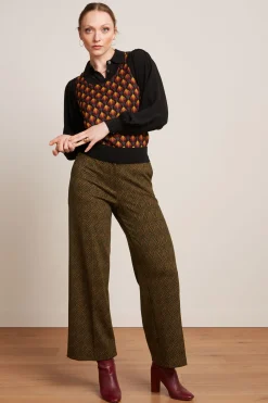 King Louie Broeken|Federica Pants Ruby Jacquard Black