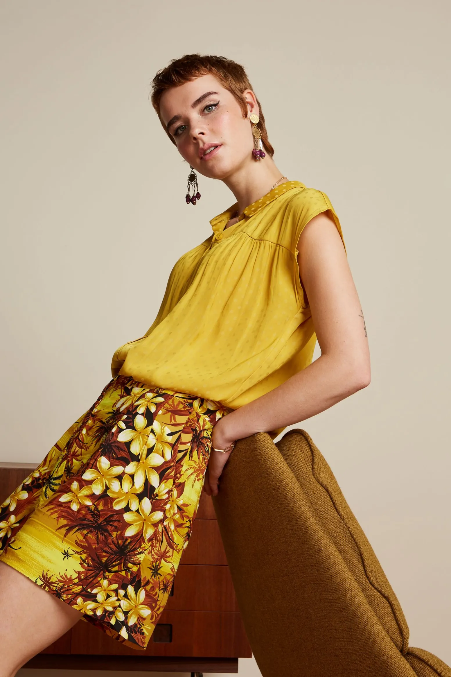 King Louie Broeken|Fintan Shorts Emerald Amarillo Gold