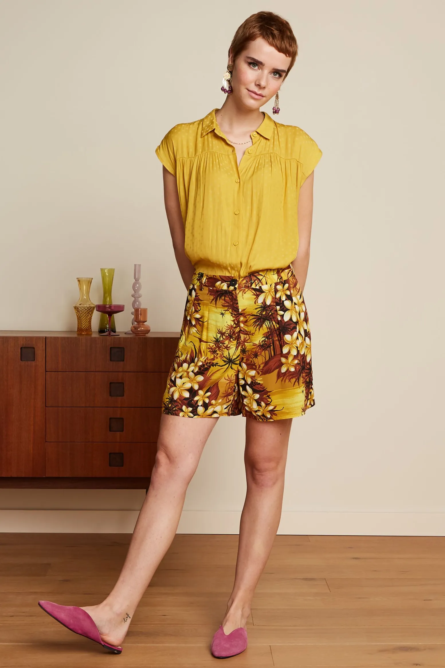 King Louie Broeken|Fintan Shorts Emerald Amarillo Gold