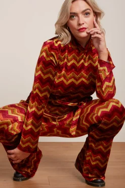 King Louie Broeken|Flared Pants Penny Cabernet Red