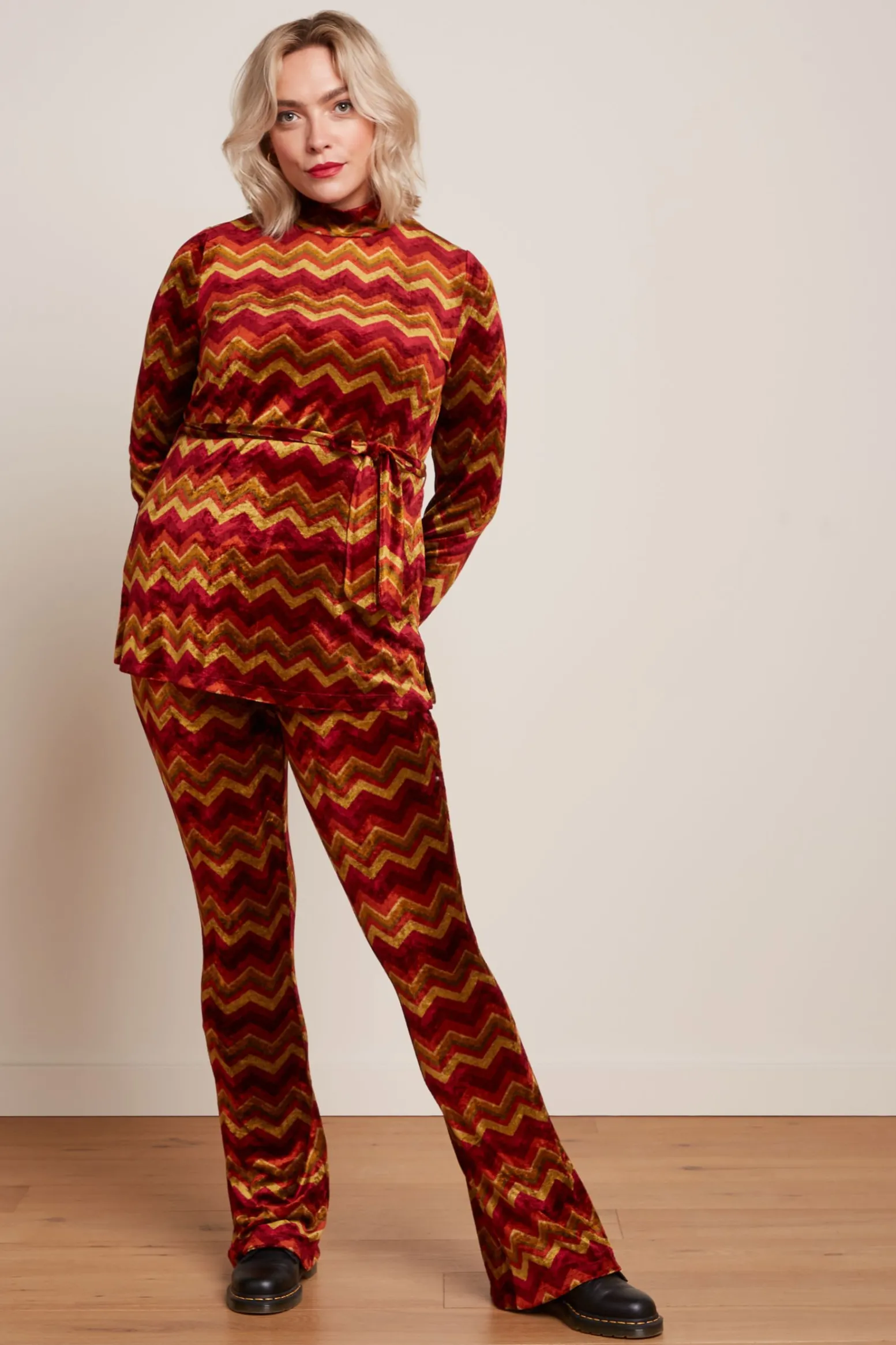 King Louie Broeken|Flared Pants Penny Cabernet Red